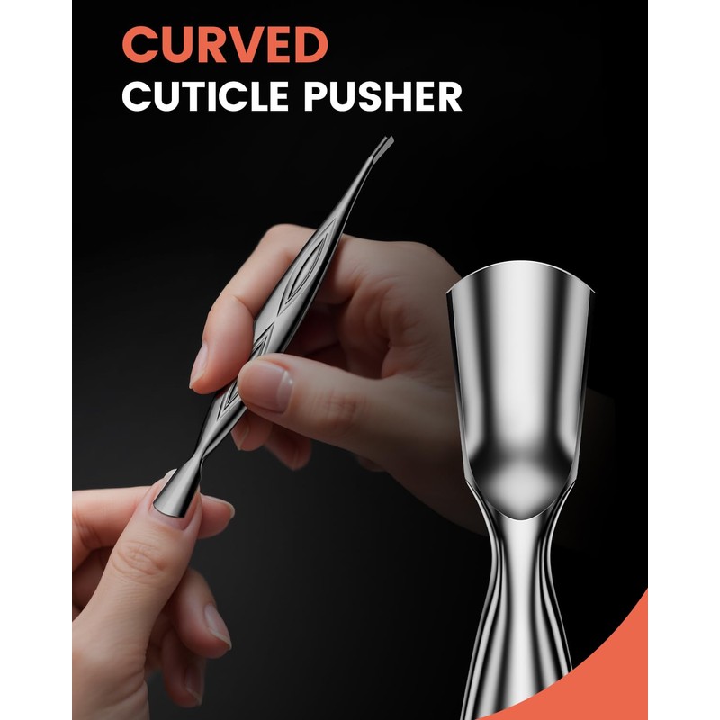 BEZOX 2 in 1 Cuticle Pusher and Trimmer with Fork