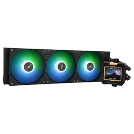 Thermalright FW360 Black ARGB CPU Water Cooler with 3 PWM Fans with 2000RPM,IPS LCD Screen with 320x240 Resolution,Liquid CPU Cooler with 2.4in LCD Display,CPU PC Aio Cooler for AM5/Intel LGA1851