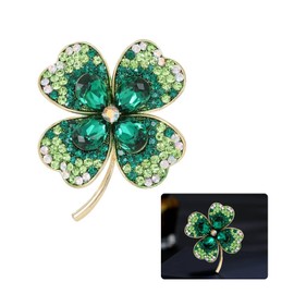LINGJIA Women's Brooch, Clover Brooch, Crystal Brooch, Clothing Accessories, Safety Pin Brooch for Daily Clothing, Participation at Prom, Birthday Party, Alloy, flash diamond