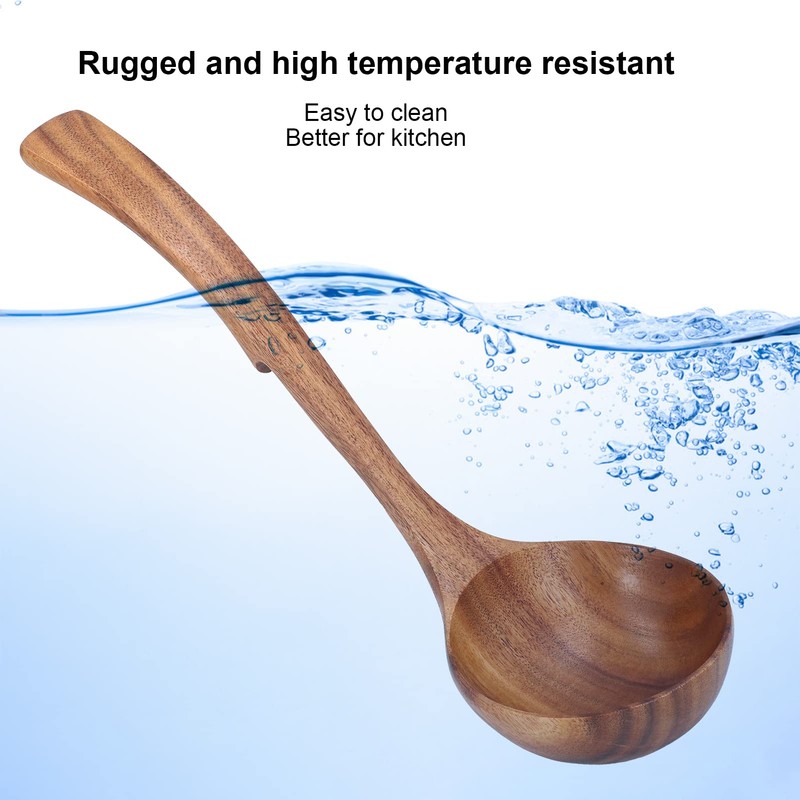 Gavigain Wooden Ladle 3 fl oz Long Handle Soup Spoon