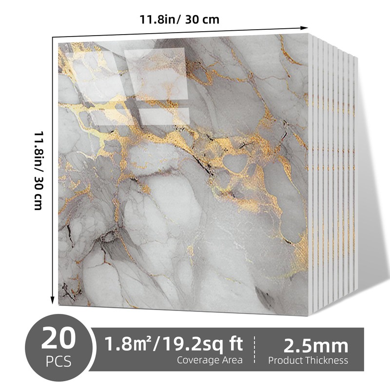 WAPANE Peel and Stick Tile Shower Waterproof Marble Tiles Wall