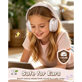 Wentronic Kids Headphones Wireless Bluetooth 5.4,Foldable Over Ear Headphones with 3.5mm Wired Mode,Safe Volume Limit,48H Playtime,Clear Calls,HD Sound for Toddlers/Children/School/Travel,Starlight