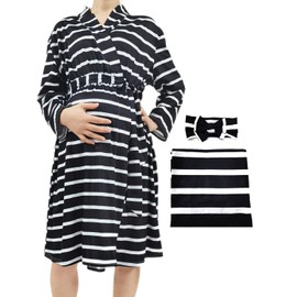 SUFEINI Maternity Robes and Matching Swaddle Blanket Set, Women Mommy Postpartum Robe Hospital Labor and Delivery Gown