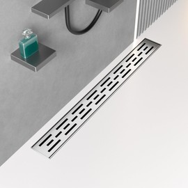 BARONAGE 48 Inch Linear Drain Shower Rectangular Floor Drain with Accessories Removable Brickwork Cover Long Shower Drain 304 Stainless Steel CUPC Certified Brushed Nickel
