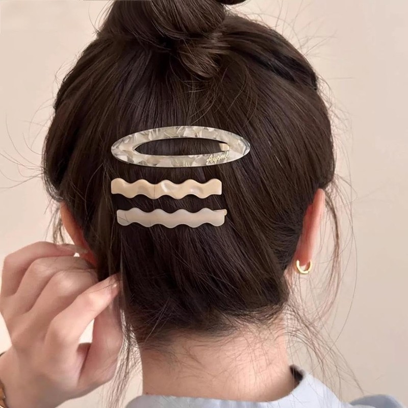 WENJESO Simple Acetate Hair Clip, For Sides/Bangs, Insta-Style, Cute Bebe