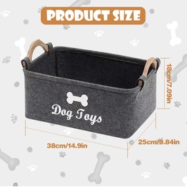 EAPMGQR Dog Toy Storage Basket Felt Collapsible Pet Items Storage Basket Puppy Toy Storage Box Foldable Storage Bins for Organizing Pet Toys, Cat Blankets, Dog Clothes Blankets, Urine Pad