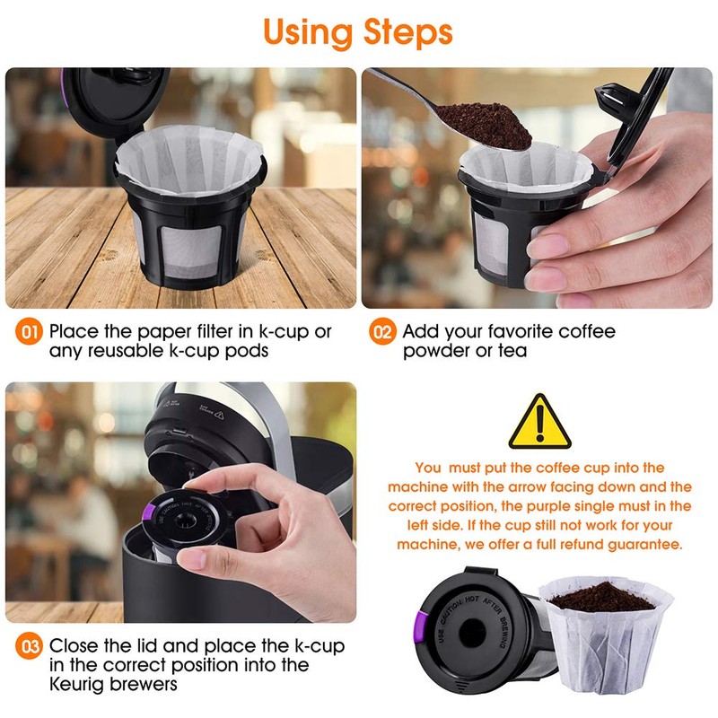 Reusable K Cups with Paper Filters Set, Including 4 Pack
