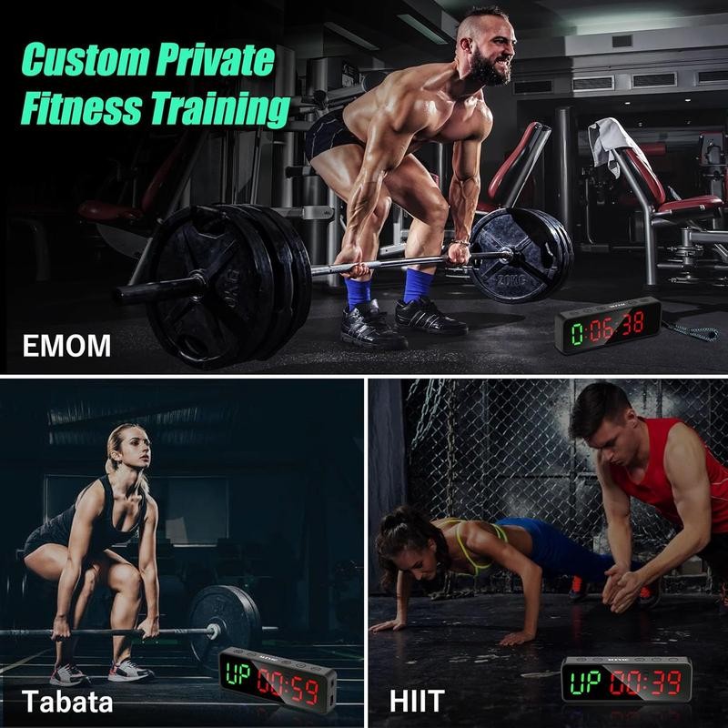 Small Gym Timer Clock, Stopwatch, Workout Interval Timer with Built-in