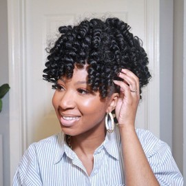 Roktress Jamaican Bounce Crochet Hair - 6inch 2# Wand Curl Crochet Braids Short Crochet Hair Wand Curl Synthetic Braiding Hair Extensions(6"6P,2#)