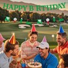 BOXOB 2pcs Golf Happy Birthday Banner, Pre-Strung Glitter Golf Ball
