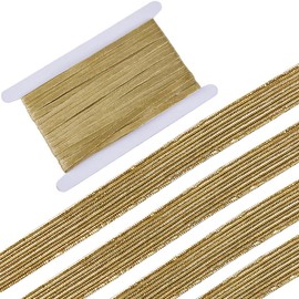 GORGECRAFT 24 Yards Dark Khaki Elastic Band 8 mm Glittering Metallic Band Flat Elastic Band Braided Stretch Band Elasticity Knitted Elastic Band Webbing Clothing Accessories Sewing Crafts