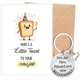 Luvart New Job Cards with Keyring Gifts Good Luck Congratulations on Your New Job Gifts, New Beginnings Adventure Cards Keyring, Leaving Goodbye Presents for Coworkers Colleagues Friends