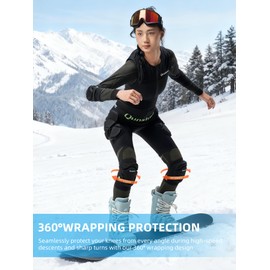 QUNATURE Ski Knee Pads Adults Thick EVA Cushion 360 Wrap Breathable Elastic Knit Knee Support for Skiing Snowboarding Skating Volleyball Basketball Cycling Unisex XL
