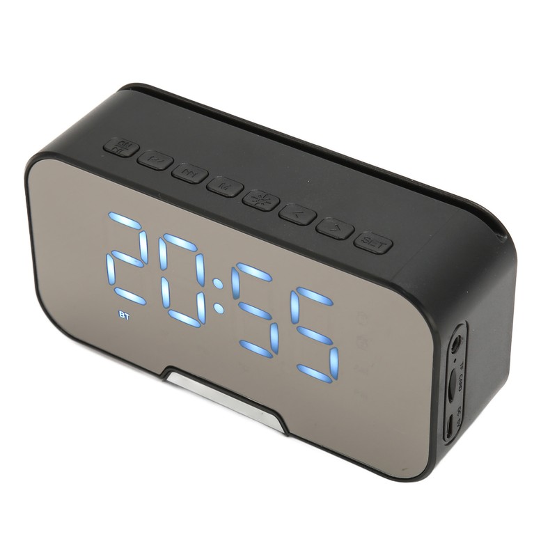 Bluetooth Speaker with Digital Alarm Clock Temperature Display Voice Announcement