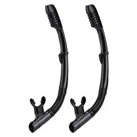 AQUA A DIVE SPORTS Dry Snorkel Easy Breath Diving Snorkel for Snorkeling Scuba Diving Swimming with Top Dry Valve and Food Grade Silicone Mouthpiece for Adult Youth (Black+Black （ 2 Pack ）)