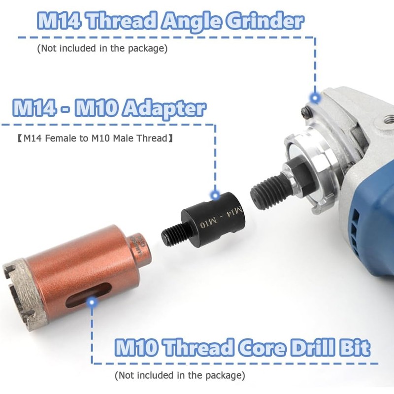 Aoyswuz 6 Pcs Thread Converter M14-M10 Alloy Steel Grinding Machine