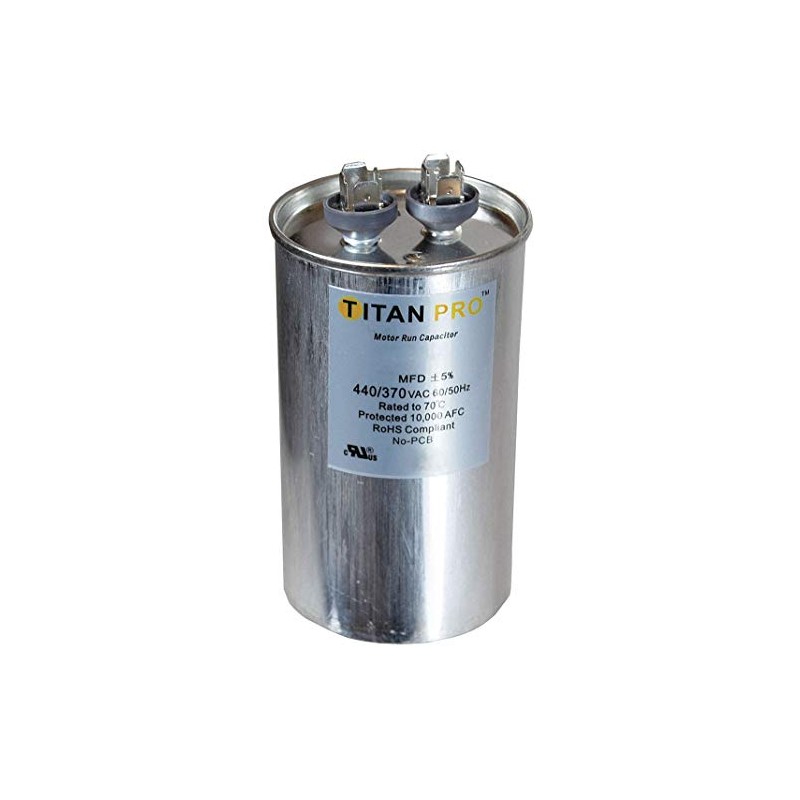 Titan Pro Round Motor Run Capacitor, 70 Microfarad Rating, 370-440VAC