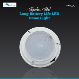 MARINE CITY 304 Grade Stainless Steel Long Battery Life LED Dome Light Interior Roof Ceiling White Lamp Interior Lights for Room RV Boat 4 Inches (12V, 3W) for Marines – Boats – Yachts (Pack of 1)
