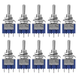 [Xmas Present]3 Position Toggle Switch, 10Pcs 6A 125VAC 3-Position 3-Pin 6mm ON-Off-ON Single Pole Double Throw Toggle Switch SPDT for Automobile Home Appliance Industrial Control