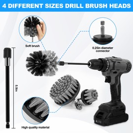 THINKWORK Car Detailing Kit, Car Detailing Drill Brush Set(Drill not Include), Car Cleaning Interior Kit with Extension Pole, Professional Car Detailing Supplies for Interior Exterior Wheels
