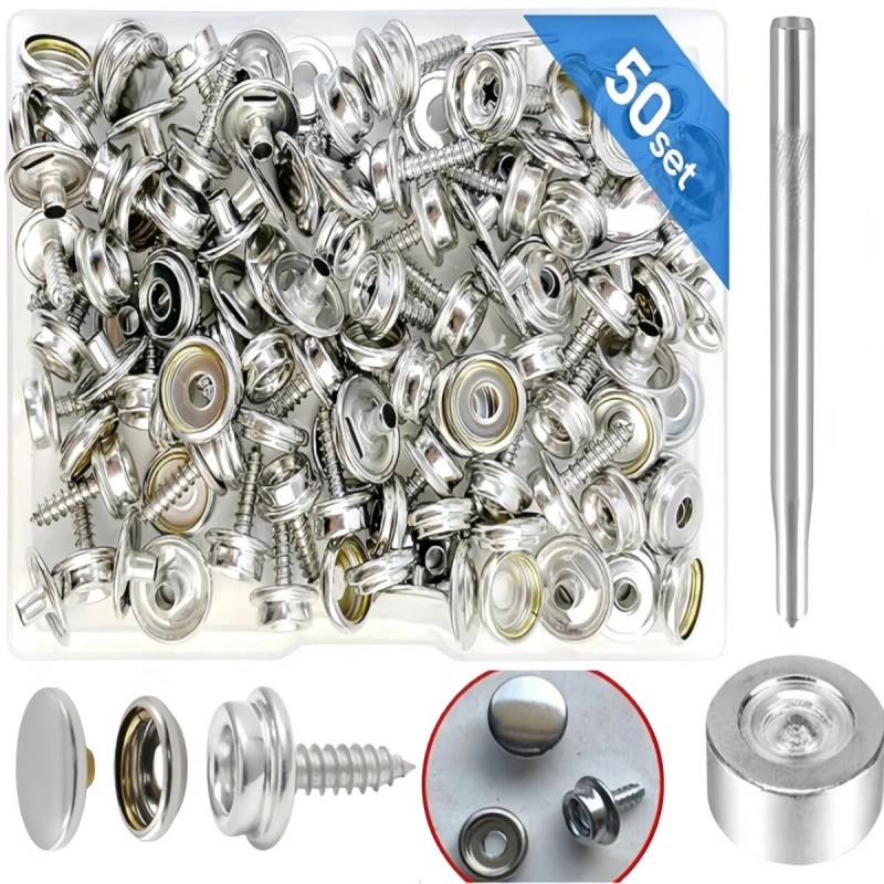 150PCS Canvas Snap Kit Tool Stainless Steel Screws Pres Buttons