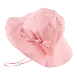OMUKY Baby Sun Hat Toddler Bucket Hats UPF 50+ Sun Protection Summer Beach Hats Infant Wide Brim Hat(Pink,48cm)