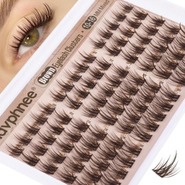 Mavphnee Brown Lash Clusters Wispy Eyelash Extension Fairy Cluster Lashes Spiky Individual Lashes Hair-Like Flow Eyelash Clusters DIY at Home Dark Brown Lash Pack (10-16MM, C-Curly)