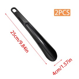 Wuyituart 2 Pcs Plastic Shoe Horns 9.8 Inch Portable Long Handle Shoe Spoons, Black and Red