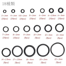 Parishop O-Ring Rubber Heat Resistant Oil Resistant Waterproof Gasoline Mechanical Repair Rubber Gasket Around Water 18 Types 225 Pieces AS