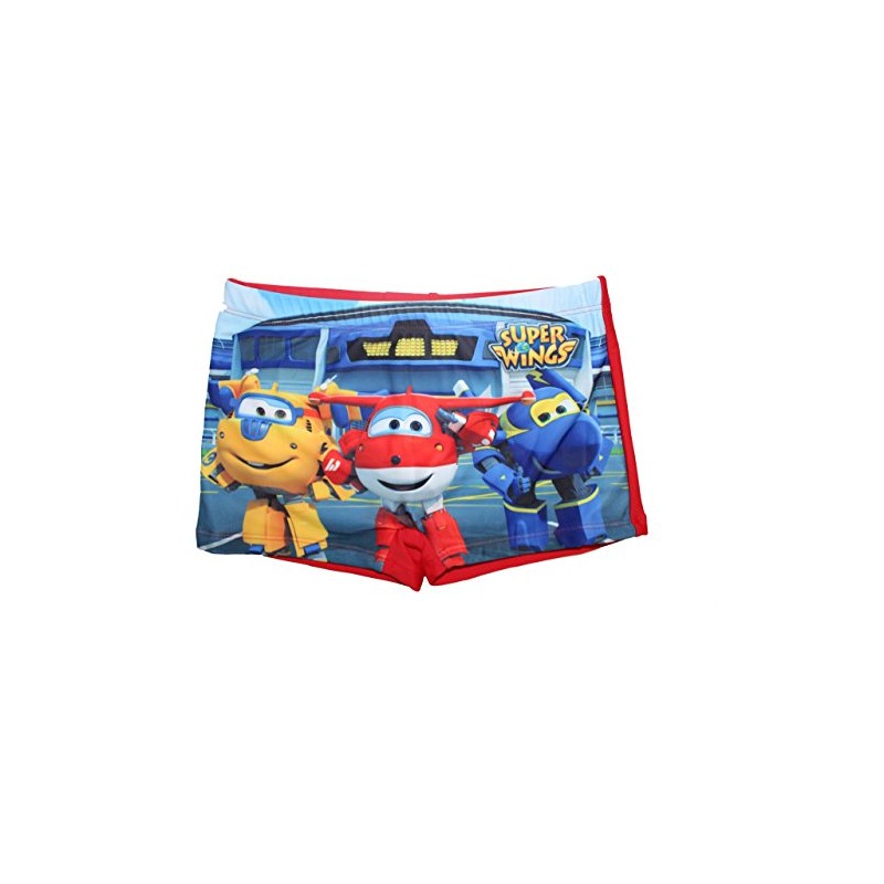 Super Wings Jungen Badeshort Badehose (116, Rot)