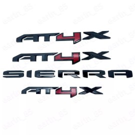 Auto Grill Door Rear Gloss Black Red AT4X SIERRA Emblem 2023-25 GMC Sierra 1500 AT4 X