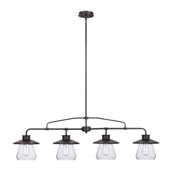 Globe Electric 65382 Nate 4-Light Pendant, Oil Rubbed Bronze, Clear Glass Shades, 45"