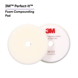 3M Perfect-It Random Orbital Foam Compounding Pad, 5"/130 mm, White, 34122, for Automotive Compounding and Polishing
