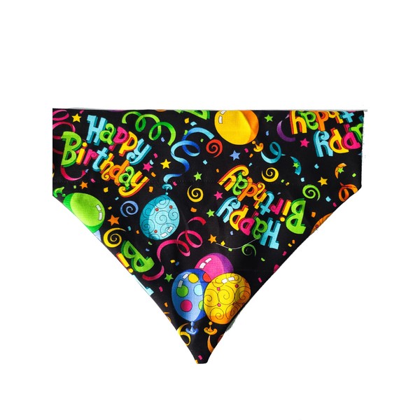 Happy Birthday Over the Collar Dog Bandana That Slips onto