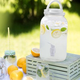 Havawish 2 Pcs 1 Gallon Plastic Beverage Dispenser with Spigot Clear Plastic Drink Dispenser Summer Beverage Dispenser for Parties Water Dispenser for Lemonade, Tea, Cold Water, Beer (White)