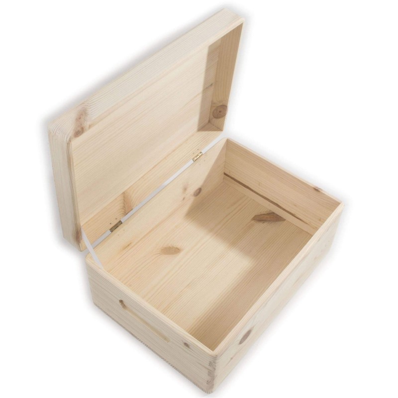 Wooden Chest Box with Lid & Etched Handles 29 x