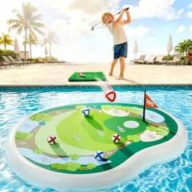 Funscape Kids Inflatable Golf Pool Toys, Fun Swimming Pool Game, Floating Water Chipping Green W/Sticky Balls, Yard Summer Party Birthday Gift 3 4 5 6 7 8 9 12 Years Old Boys Girls Teen Adults Family