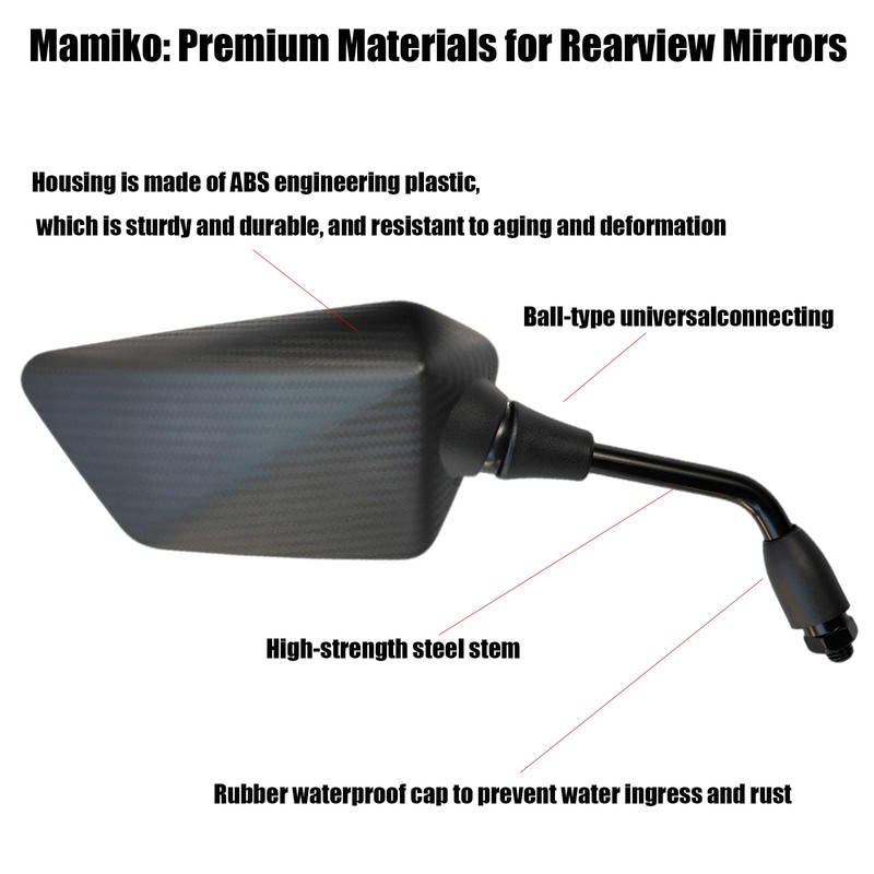 MAMIKO Universal Motorcycle ATV Scooter Mirrors with 8mm 10mm Bolt,