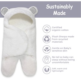 Jam Naturals -Lindo oso oso orgánico para recién nacido, manta suave para bebé, regalo de registro de bebé recién nacido (gris 0-3 m)
