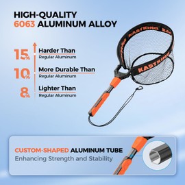 KastKing Titanet 26" Fishing Net, PVC Coated Nylon Fish-Friendly Mesh, Durable Aluminum Handle, Non-Slip Hi-vis Orange Grip, Compact Storage Bag & Lanyard, Great for Kayak & Wading Fishing