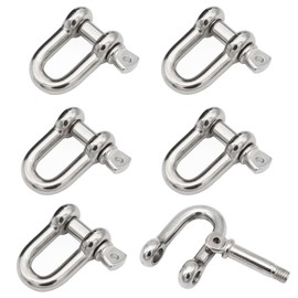 6 Pieces M8 Shackles Stainless Steel 304 Anchor Shackle Lock Shackle D Ring Shackle Straight Shape Shackle for Connecting Fastening Rigging Cords Chains Shackles