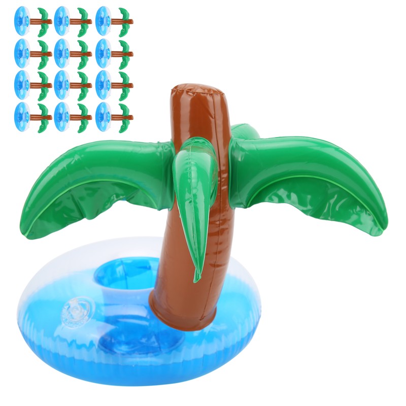 12pcs Coconut Trees Inflatable Pool Drink Holder Beach Party Cup