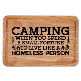 Funny Camping Wooden Chopping Board Quirky Novelty Gift for Campers