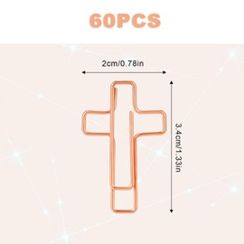 60 Pcs Cross Paper Clips, Christian Paper Clips Bookmarks Metal Paper Clips with Plastic Case for Christian Women Men Office School Home Teachers Staffs (Rose Red)