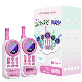 Ptnerbeh Walkie Talkies for Kids: 22 Channels 2 Way Radio Kids Toys for 3-12 Year Old - 3 Miles Long Range for Outdoor Camping Hiking - Christmas Birthday Gifts for Boys Girls, Pink