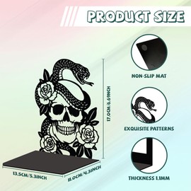 Peacoblue Metal Bookends for Shelves, Modern Decorative Heavy Duty Study Book Support Stoppers for Office, Desk, Shelf, Room 5.3"x4.3"x6.3" Cast Iron Simple Tall Bookends, 1 Pair (Skulls and Snakes)