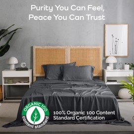 Bamtek 100% Viscose from Bamboo Sheets King Size, Super Soft King Bed Set, 4PC Cooling Sheets for Hot Sleepers, Organically Grown Bedding Sheet, King Size Sheet Set - Charcoal - 76" x 80"