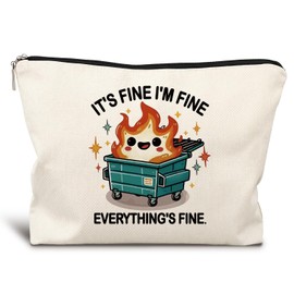 LIANGW Dumpster Fire Gifts Makeup Bag, Funny Dumpster Bag,Dumpster Fire Cosmetic Bags for Women, Inspirational Positive Encouragement Gifts for Women Zipper Pouch
