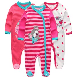 Kiddiezoom Baby Boys Girls Sleepsuit 3 Pack - Design9