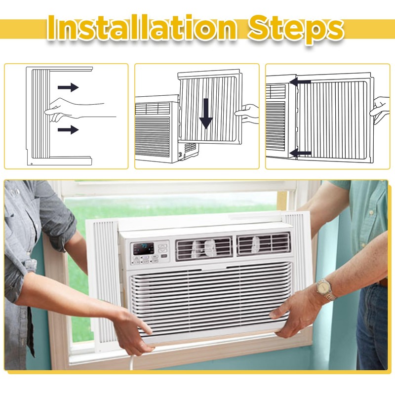 Powrocket Window Air Conditioner Side Panels with Frame,Adjustable Extra Wide